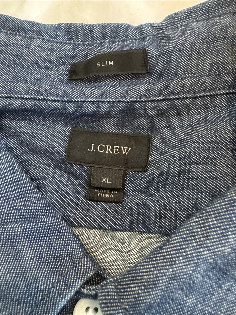 J. Crew Indigo Chambray Button-Down Shirt With Front Pocket Detail
